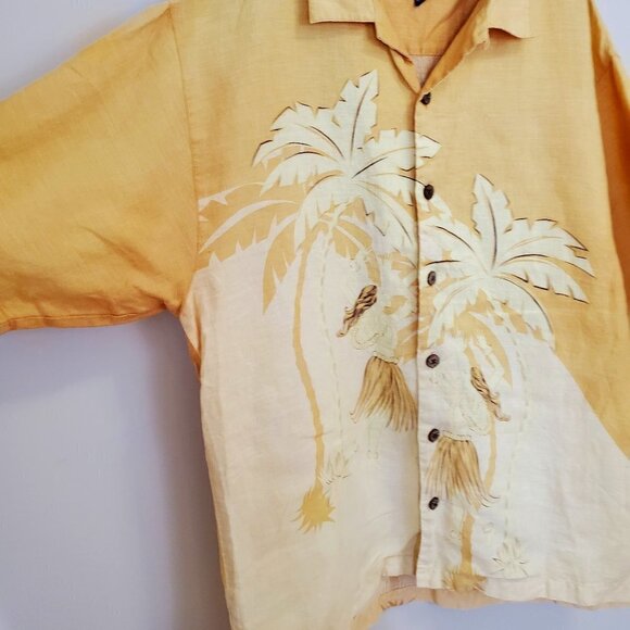 Tommy Bahama Mens Linen Button Down S/S shirt Hula Girls Palms Sz  M - Picture 3 of 5